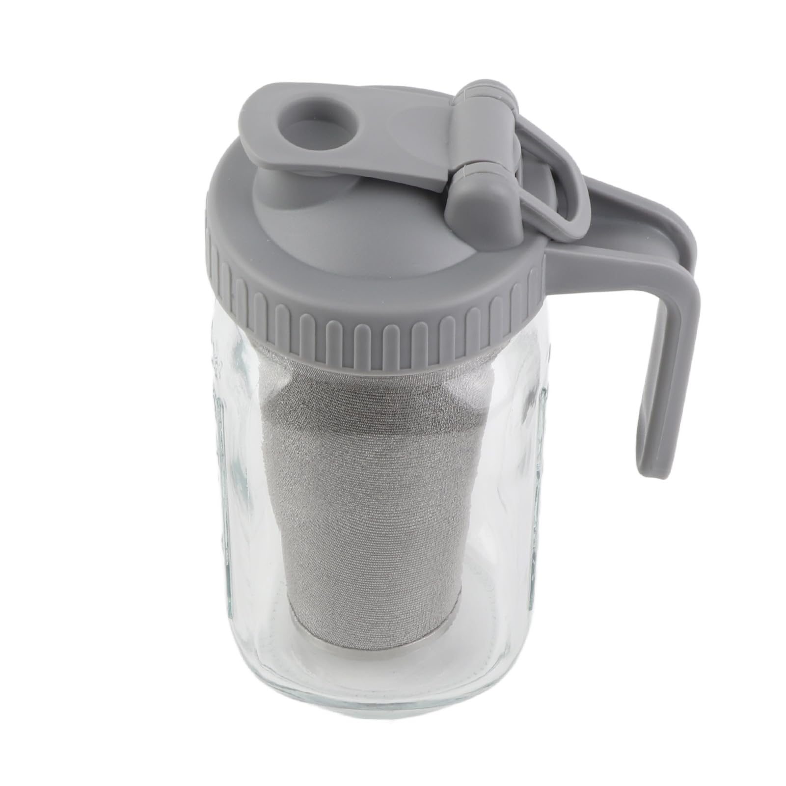 Jarra de cristal con tapa para conservas, 1 cuarto (32 o-z/1 l), jarra de agua a prueba de fugas con boca ancha y tapa de filtro, jarra de cerveza fría para agua, zumo, leche, té, café helado y