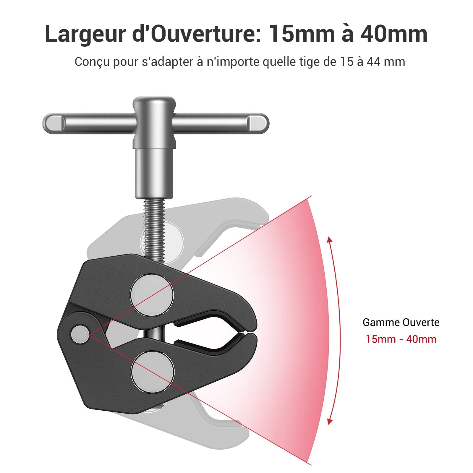 SMALLRIG Super Clamp et Bras Magique Articulé à Friction Réglable de 10 Pouces avec Vis 1/4" pour Moniteur LCD/Lumières LED - 2732B