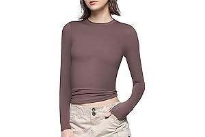 puimey top, Women's Long Sleeve T Shirts Crew Neck Slim Fit Tops Sexy Basic Tee