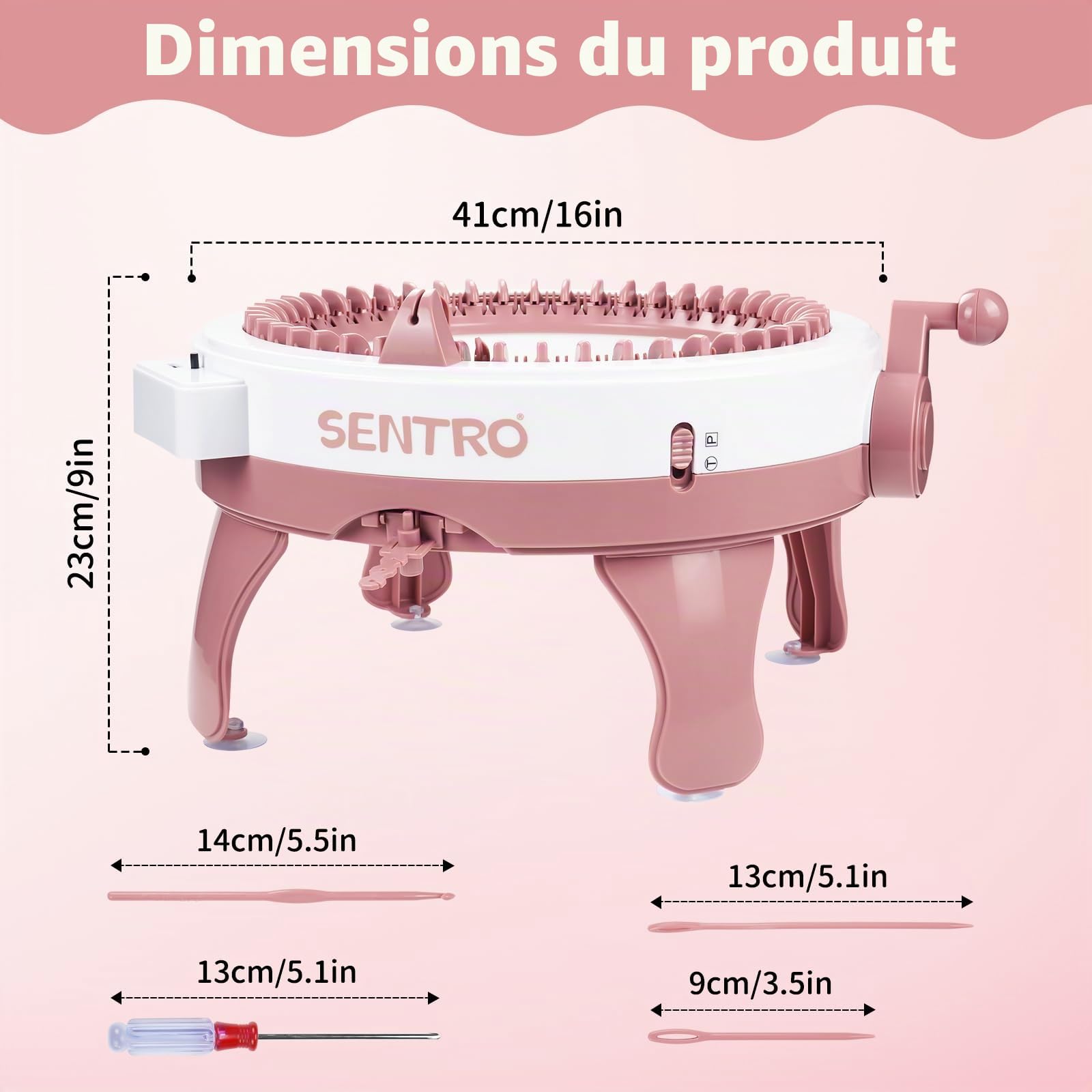 Machine à Tricoter, 48 Aiguilles Intelligente Machine à Tricoter avec Compteur de Rangées, Métier à Tisser Double Rotatif, Kit Rotatif Manuel pour Adultes/Enfants Bricolage Chapeaux écharpes Gants