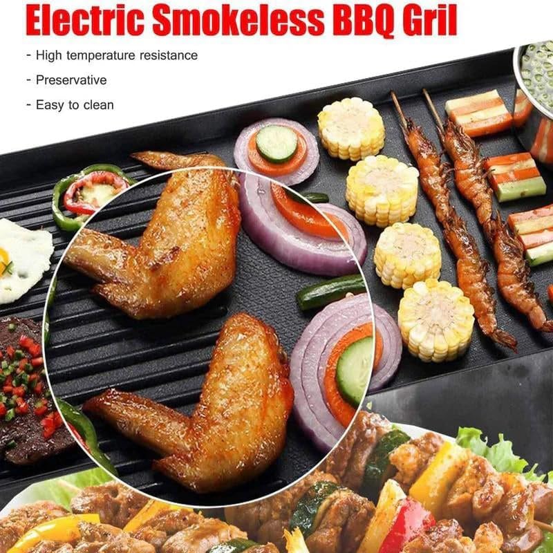 Electric Griddle with Dual Cooking Zones, Smokeless Indoor Grill, Nonstick Surface, Fast Even Heating, Large Flat Griddle Perfect for Family Meals, Steaks, Pancakes & BBQ, Easy to Clean (Black, M)