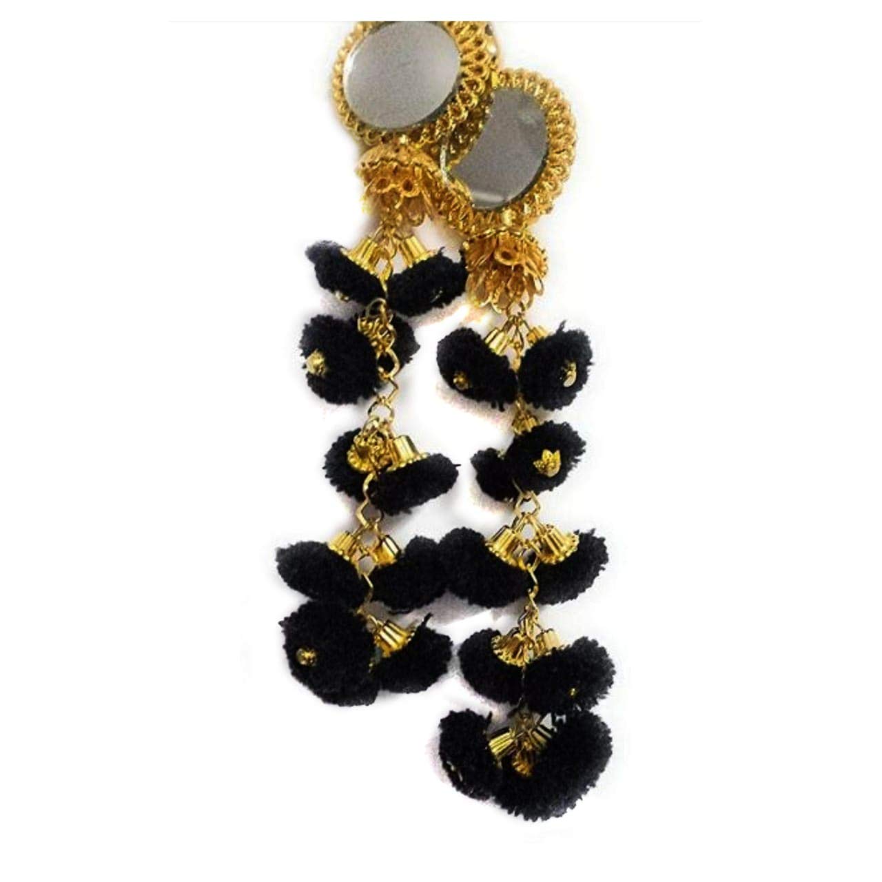 Bhavya Sales Ethnic Cotton Hanging Latkan Golden Black Pompom Bell Tassel Blouse Saree, Lehenga for Women - Pack of 2…-image-23