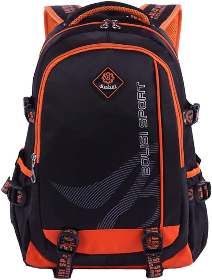 Large Space Primary School Backpack High School Book Bag for Boy Orange