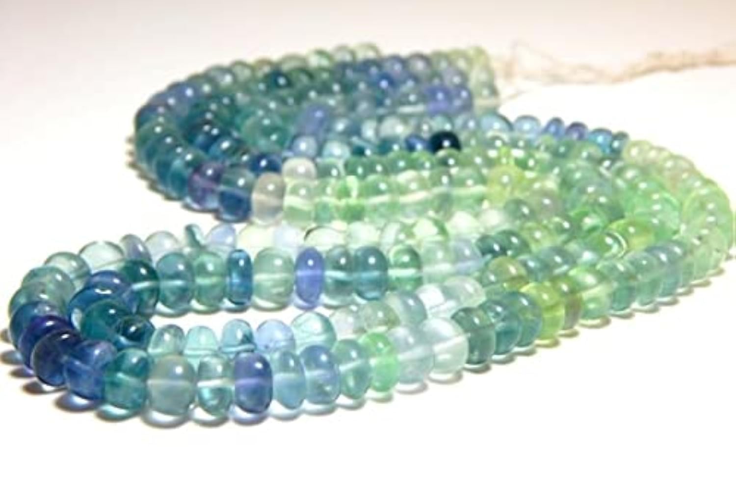 Fluorite naturelle en perles lisses haut de gamme pour collier de luxe fait main