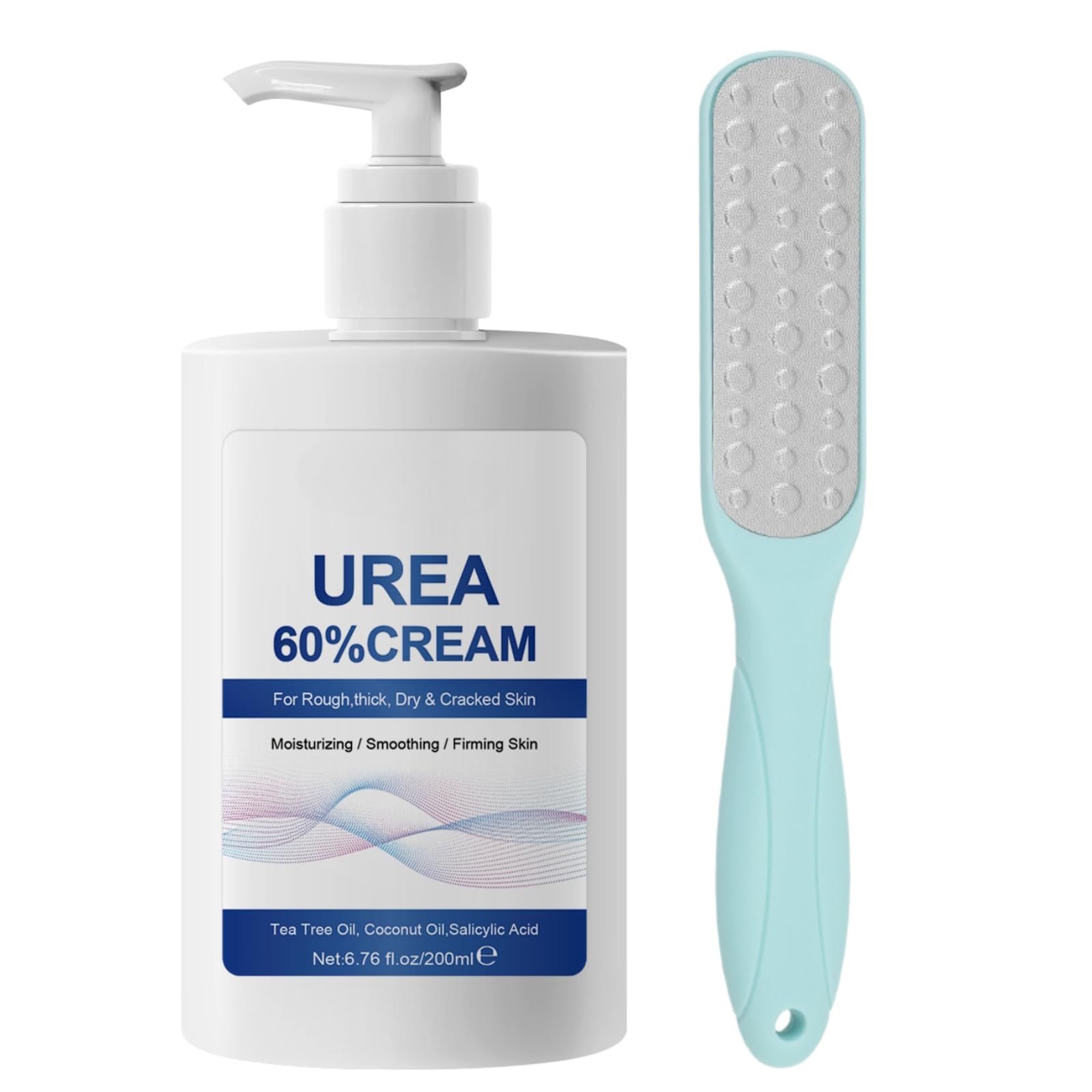 2PCS Foot Care Set - 200ml 60% Urea Cream - Foot Cream with Foot File - Cracked Heel Repair Cream For Feet and Hand - Urea Cream 60 Percent for Feet - Gently Remove Dead Skin