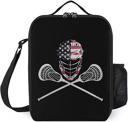 Lacrosse - Lonchera aislada con bandera para casco, reutilizable, bolsa de comida impermeable con correas ajustables para mujeres y hombres