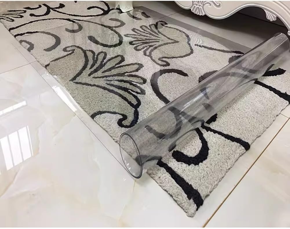 6ft/8ft/10ft/12ft/6ft/20ft/15ft Wide Clear Hardwood Floor Protector, Waterproof Film for Carpet, Transparent PVC Mat Plastic Areas Rugs for High Traffic Areas(183x458cm)