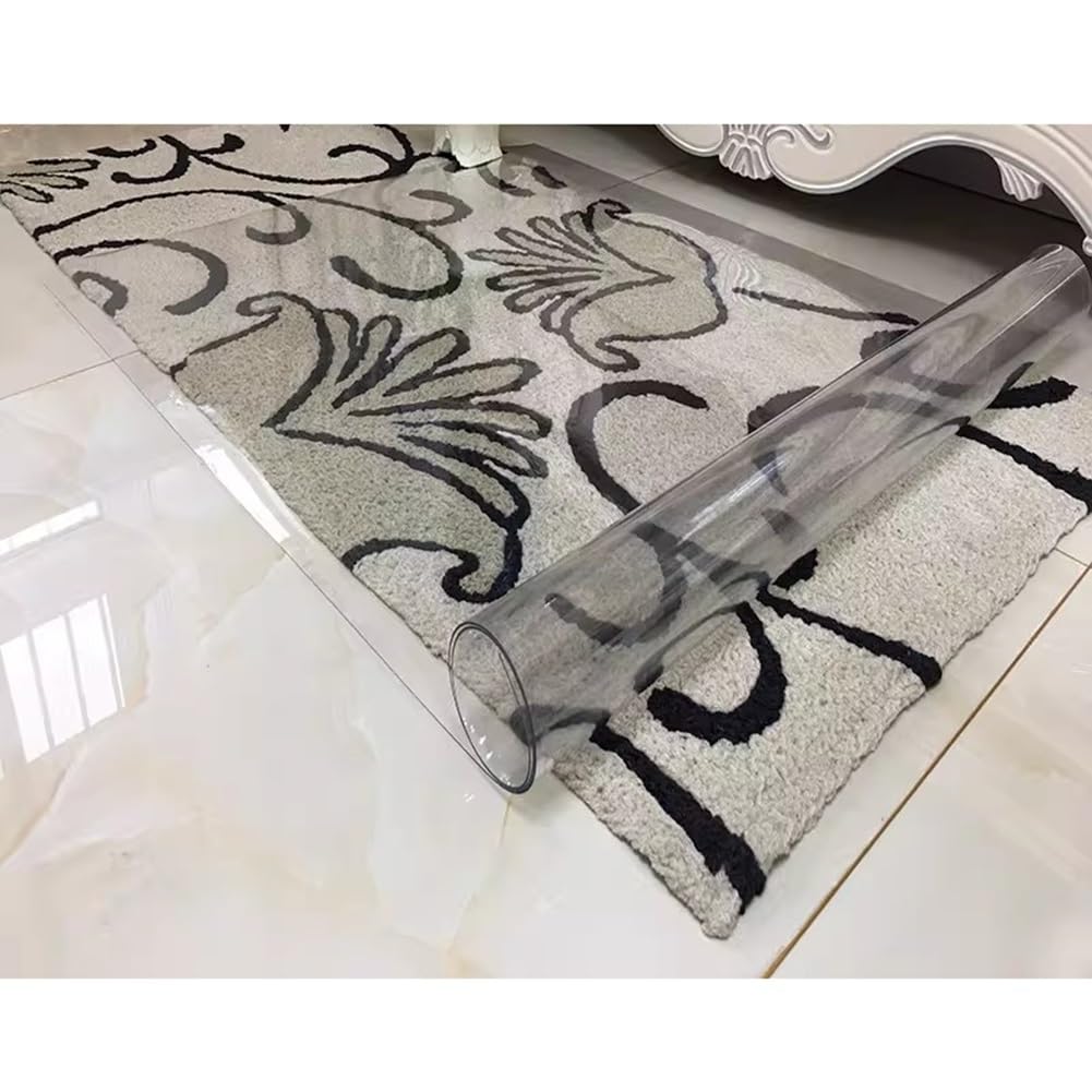 Tappeto protettivo in vinile trasparente, 1,8 m/2,4 m/3,7 m/3,7 m/6,1 m, tappetino per pavimenti in legno duro, facile da pulire, in PVC, ideale per casa e ufficio