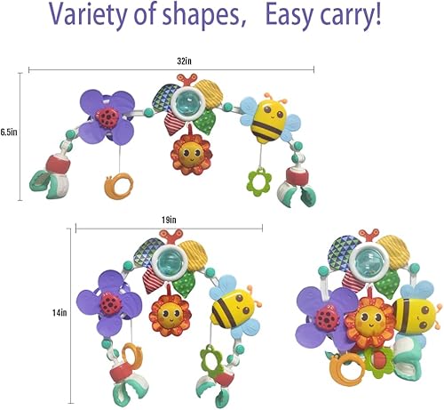 Miniatura 6 de Cochecito de viaje para bebé, juguete móvil para cuna, juguete móvil de actividad desmontable para moisés, asiento de automóvil, juguete de animales