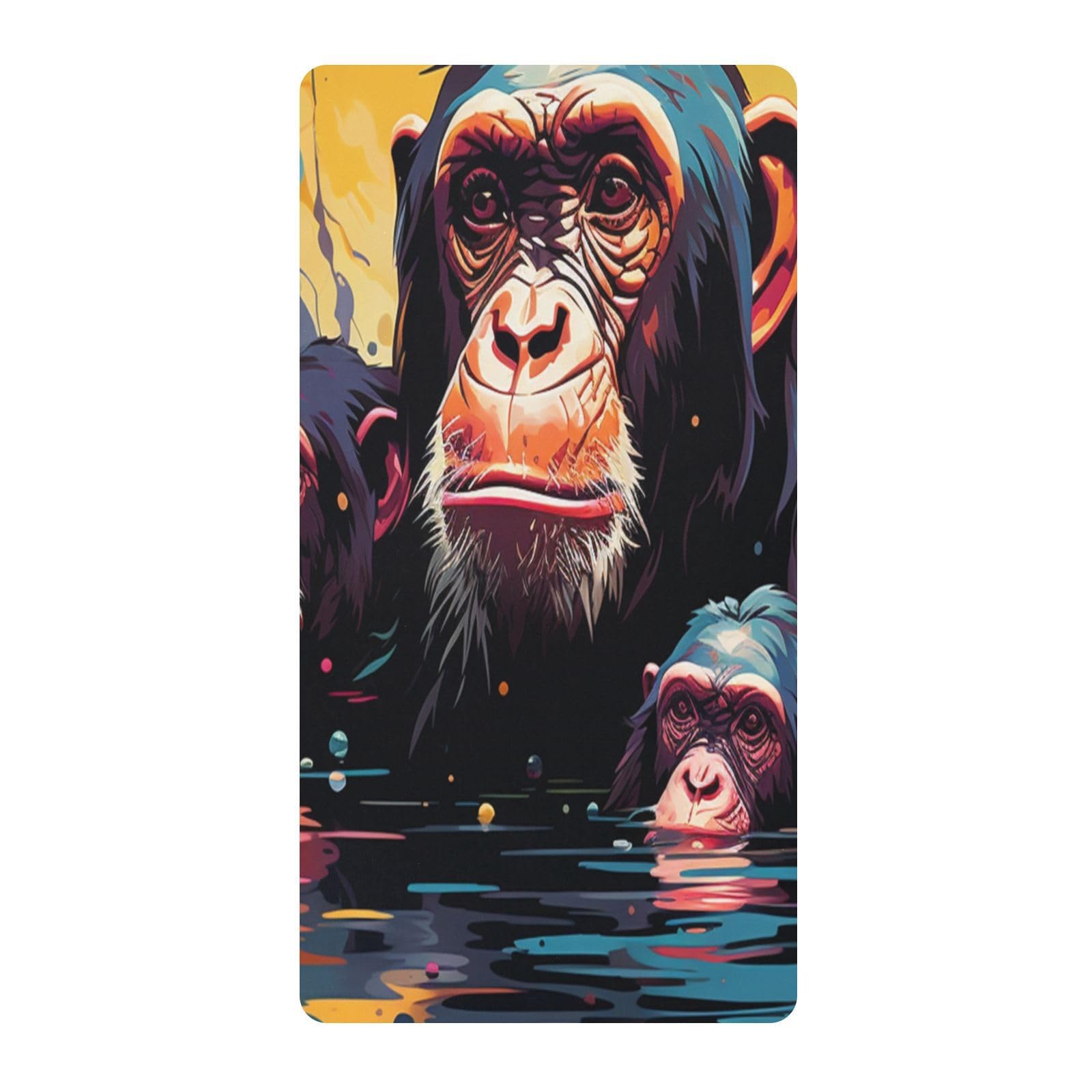 Watercolor Art Chimpanzees Monkey Toddler Crib Sheet Soft Cotton Baby Play Sheets Fitted for Mattress Playard