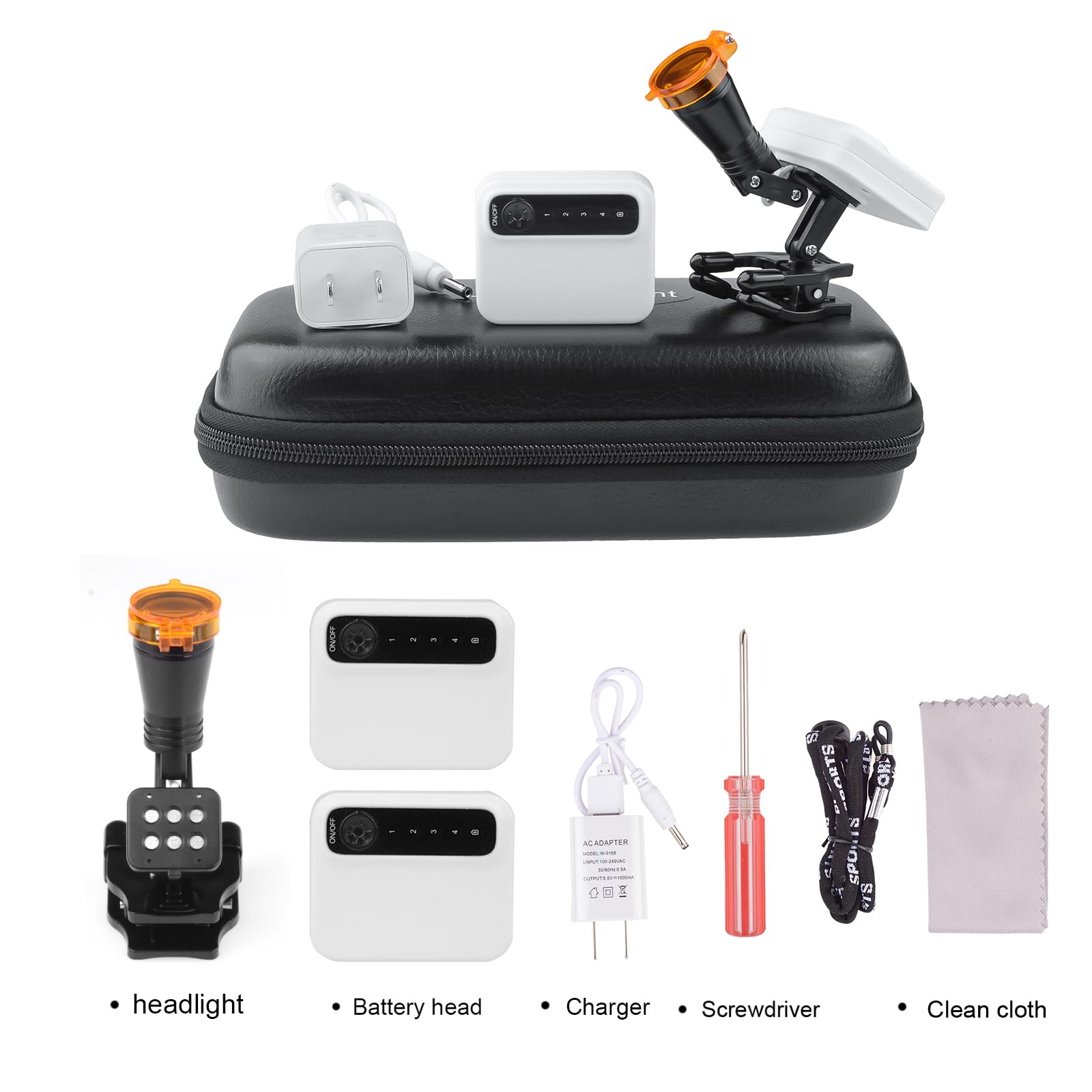 EustomA Lampe frontale sans fil LED 5 W avec 2 piles pour loupes grossissantes YF-015