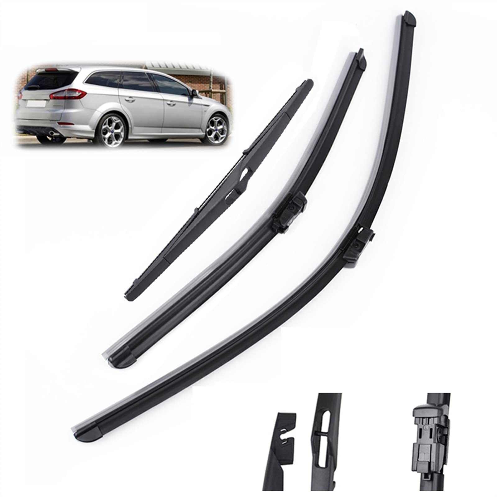 WITTSY Parti Tergicristalli Parabrezza Parabrezza Spazzole Tergicristallo Anteriore Posteriore Tergicristallo Spazzola Set per Ford per Mondeo Mk4 2007 2008 2009 2010 2011 2012 2013 2014