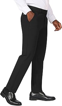 Plaid&Plain Men's Stretch Dress Pants Slim Fit Skinny Suit Pants 7101 Black  27W28L at Amazon Men's Clothing store