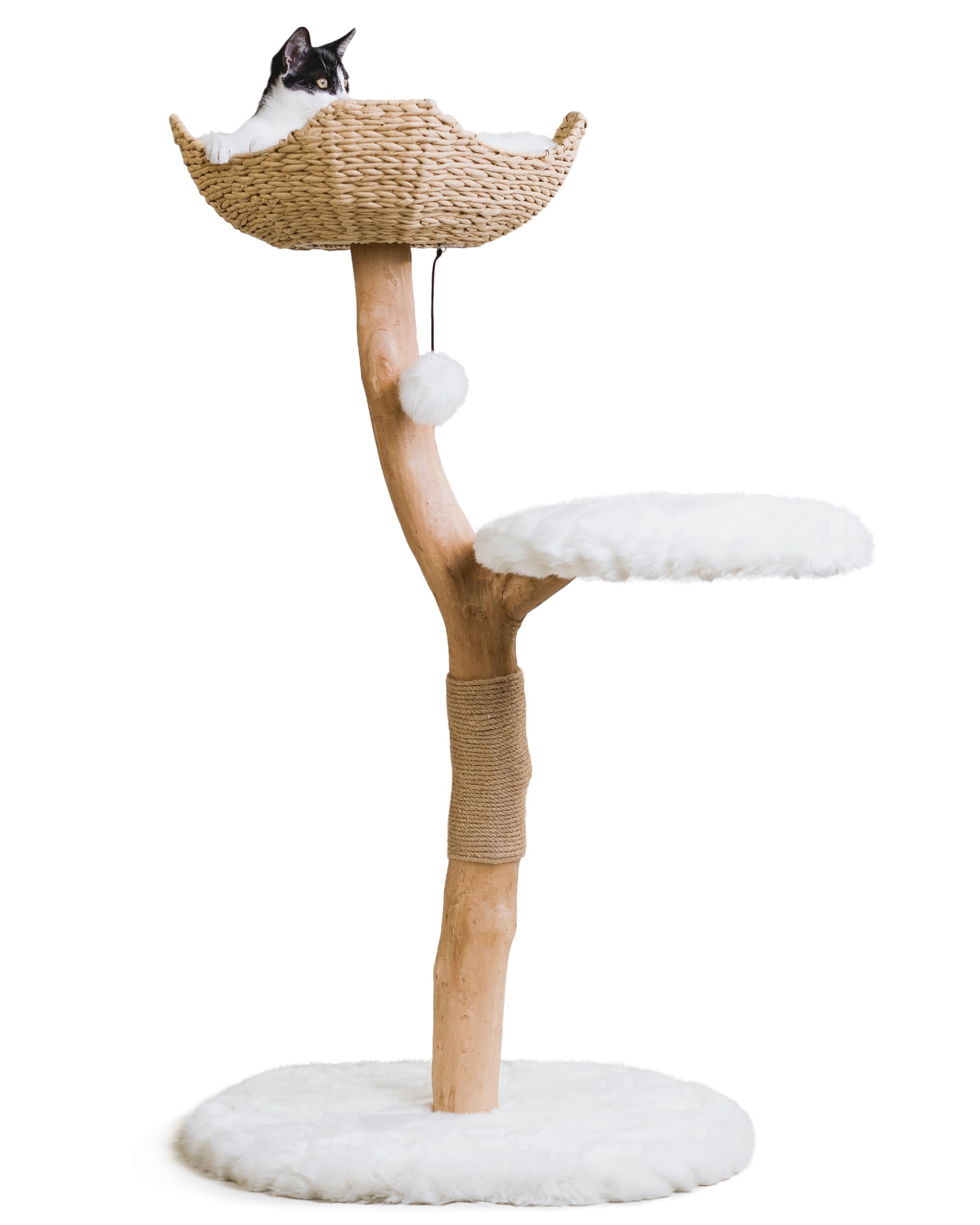Mau - Modern Wood Cat Tree Tower with Scratching Post, Aesthetic Cat Condo