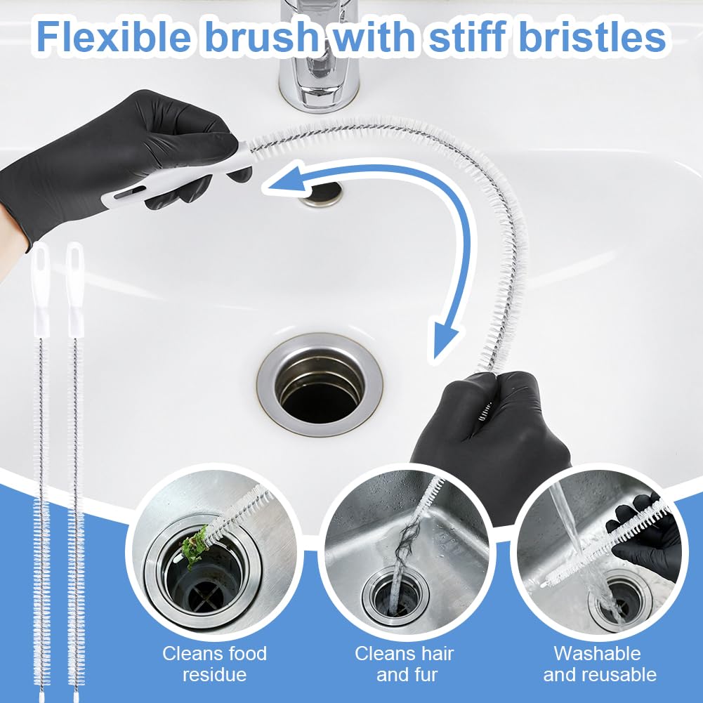 7 Pezzi Kit per Pulizia Degli Scarichi, Stura Lavandino Professionale, Riutilizzabile Spazzola Pulizia Tubi, Molla Sturatubi Spirali per Cucine Bagno Toilette Lavandino Fognature