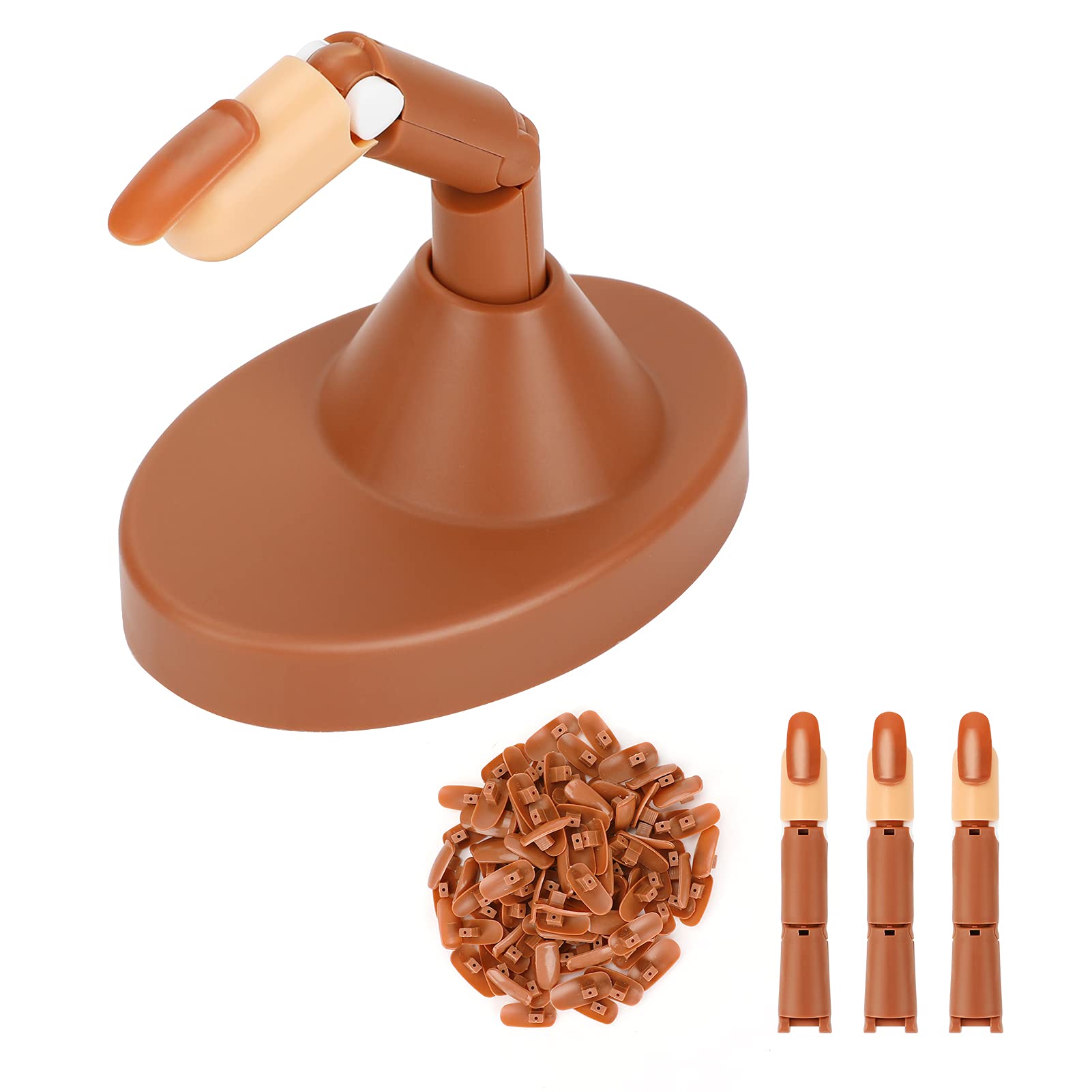 Victop Practice Fingers for Acrylic Nails Flexible Training Finger Moveable Fake Finger Professional Nail Art Finger Tools Plastic False Finger with 100pcs Nail Tips for DIY Nail Manicure