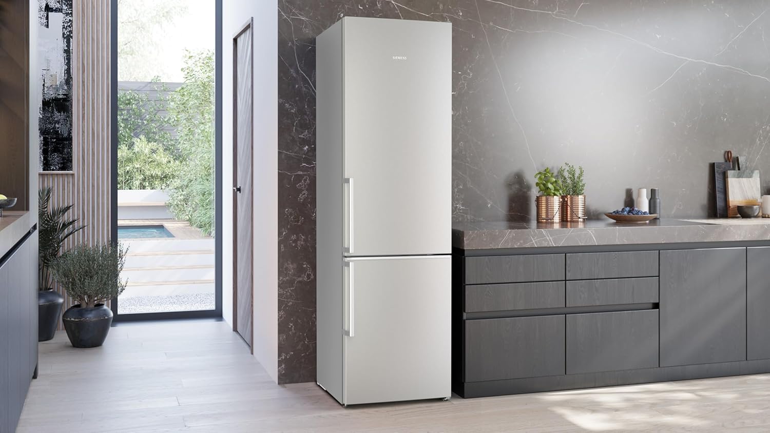 Siemens iQ500 KG39NAIAU Freistehende Kühl-Gefrier-Kombination 363 l Total noFrost hyperFresh LED Beleuchtung 203 x 60 cm Gebürsteter Stahl AntiFingerprint