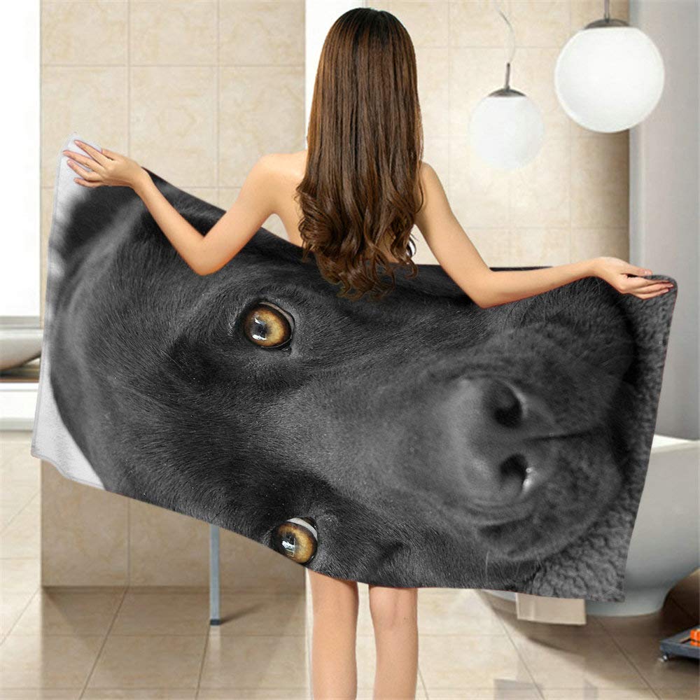 Moslion Soft Bath Towels Black lab Labrador Comfy Bathing/Beach/Camping Towel for Women Men Girls Boys Large Size 64x32 Inches