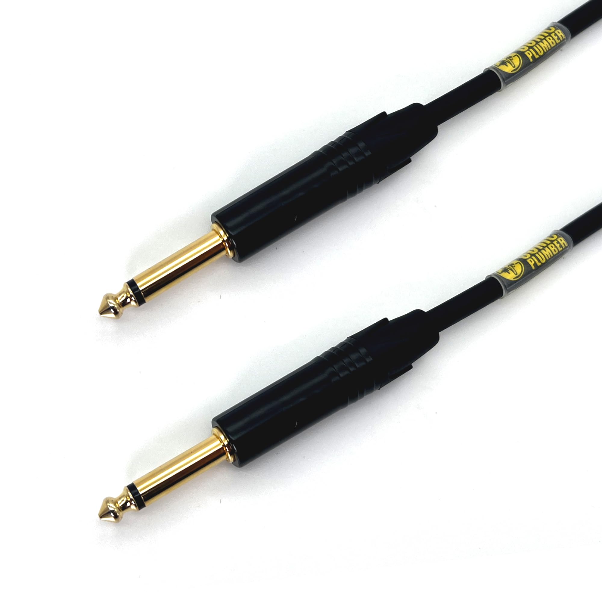 Sonic Plumber Black and Gold 6.35mm (1/4 Inch) TS Jack Guitar/Instrument Cable with Cable Tie (5m / 16.4ft)-image-15