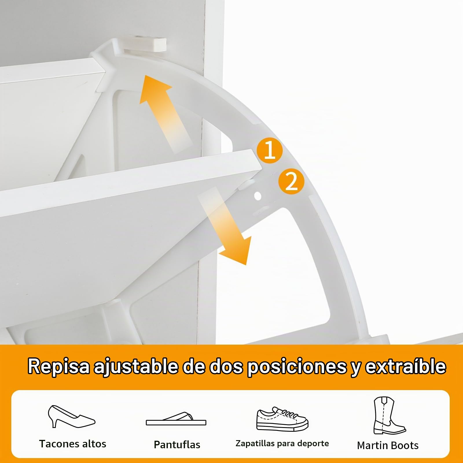 VOWNER Zapatero Entrada Recibidor, Zapatero Estrecho Blanco con 4 Puertas, 105 x 24 x 100 cm (Largo x Ancho x Alto), Madera, con Compartimento, para Entrada Estrecha, Pasillo
