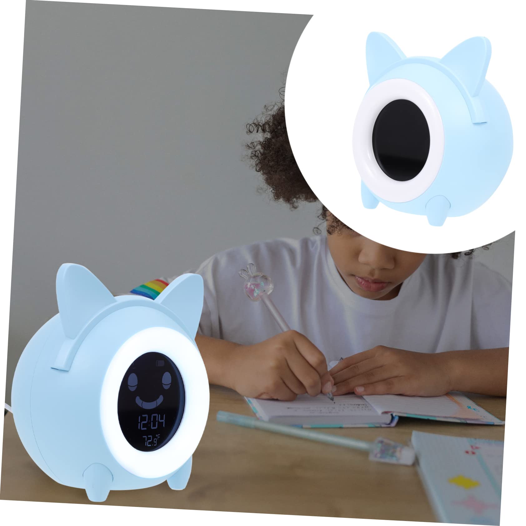 Sosoport Kinder Digitaler Wecker mit Nachtlicht aus Kunststoff Blau