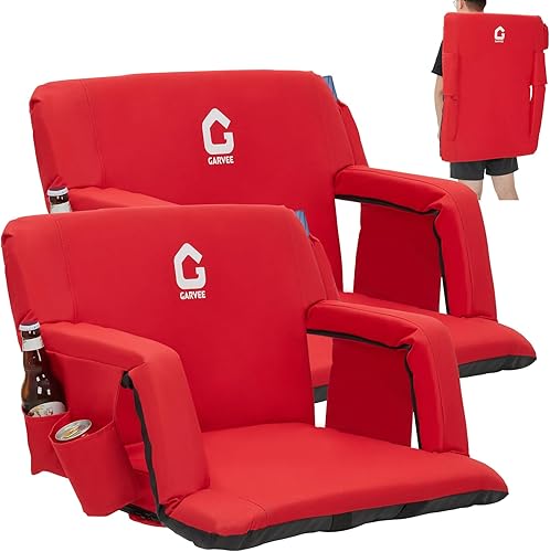 Asientos de estadio plegables de 20.5 pulgadas de ancho con respaldo reclinable y reposabrazos, sillas de gradas acolchadas portátiles con
