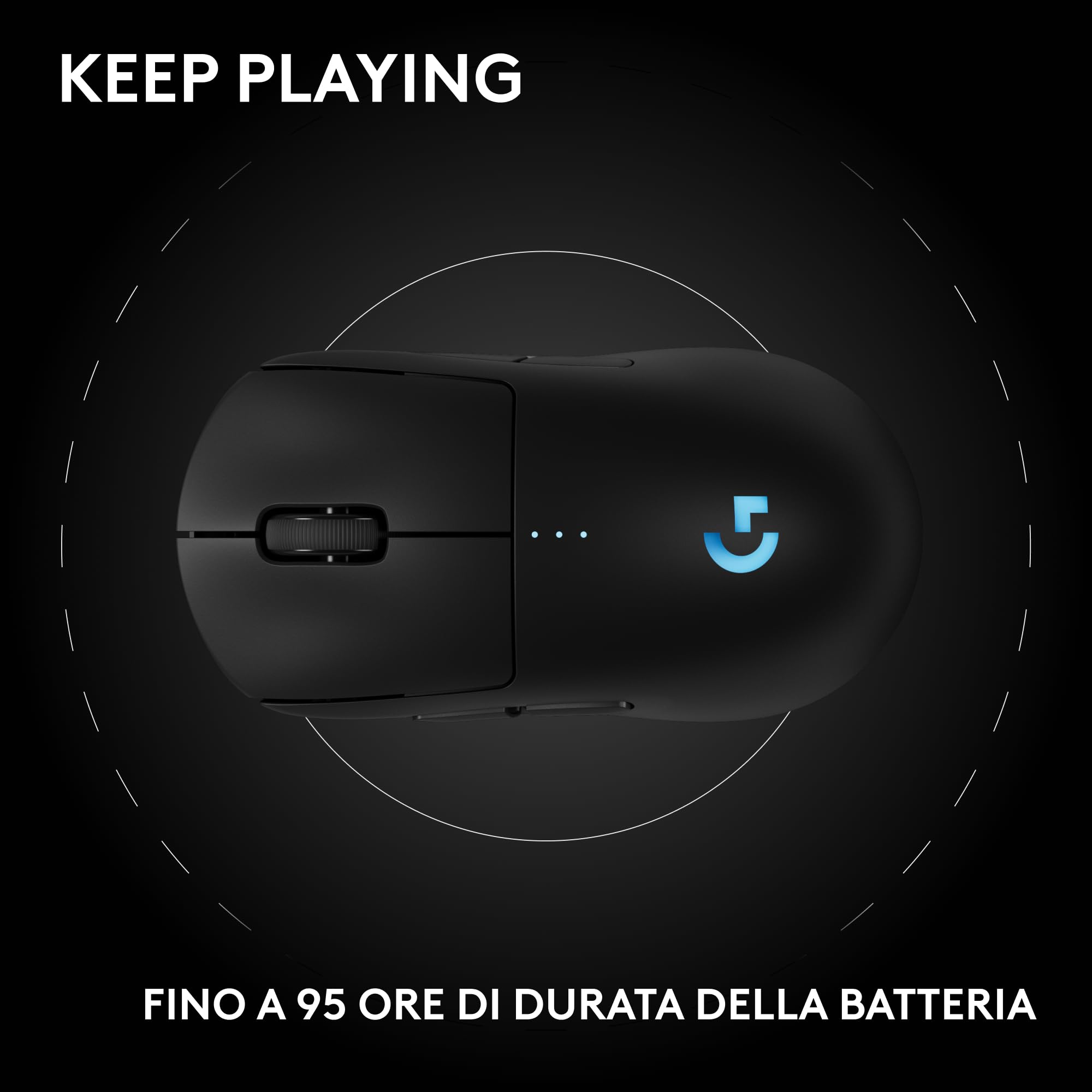 Logitech G PRO 2 LIGHTSPEED Mouse da gioco senza fili, East Europe Pachage, fino a 4 pulsanti laterali magnetici personalizzabili e commutabili, ricarica USB-C, sensore da 32k DPI per PC/Mac