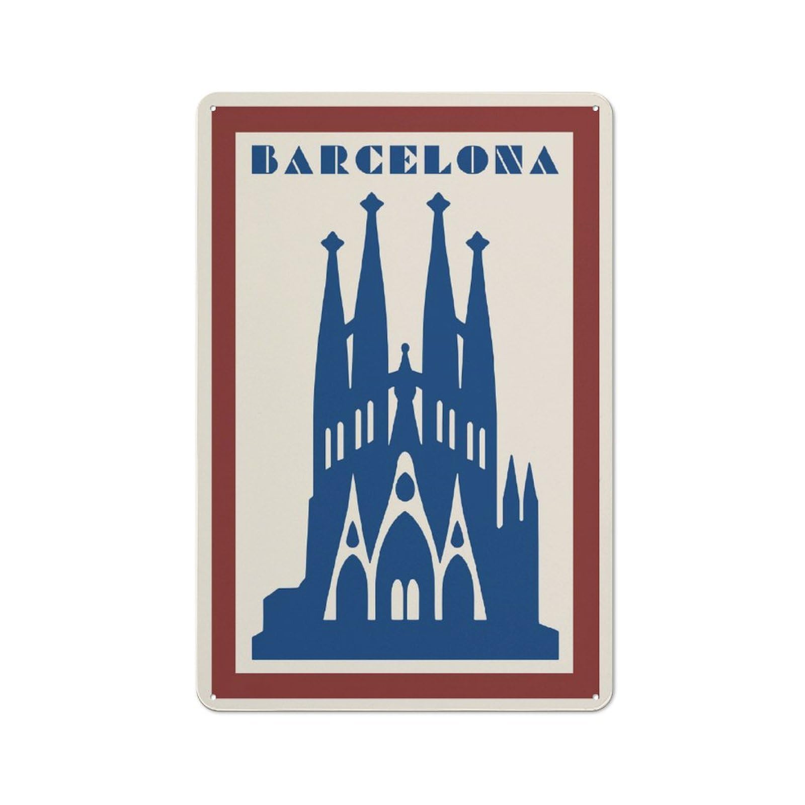 Junmoney Style-19 Barcelona Sagrada Familia Vintage Vintage-Inspired Tin Sign 30X20cm For Garage Or Workshop, For Vintage Wall Decor Fans, For Metal Sign Collectors