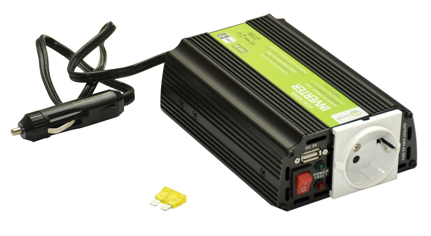 Xunzel INLI150U - Inversor de corriente de 150 W, 12 V, con USB, 1 unidad