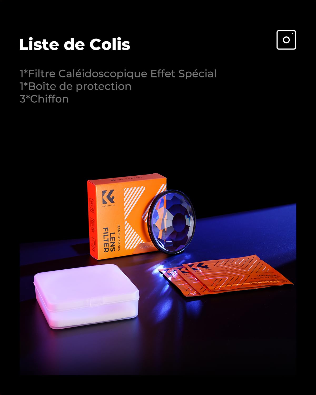 K&F CONCEPT Ø77mm Filtre Kaléidoscope Prisme Photo Filtre Effet Speciaux Objectif en Verre Cristal pour Photographie d'art