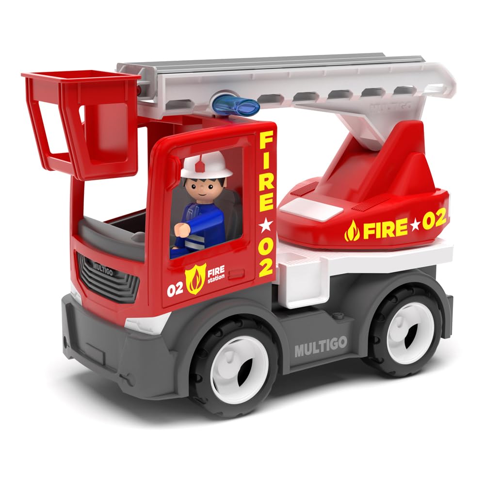 MultiGO Fire Sandkasten-Spielzeug – Feuerwehr-Drehleiterauto Für Kinder Ab 3 Jahre
