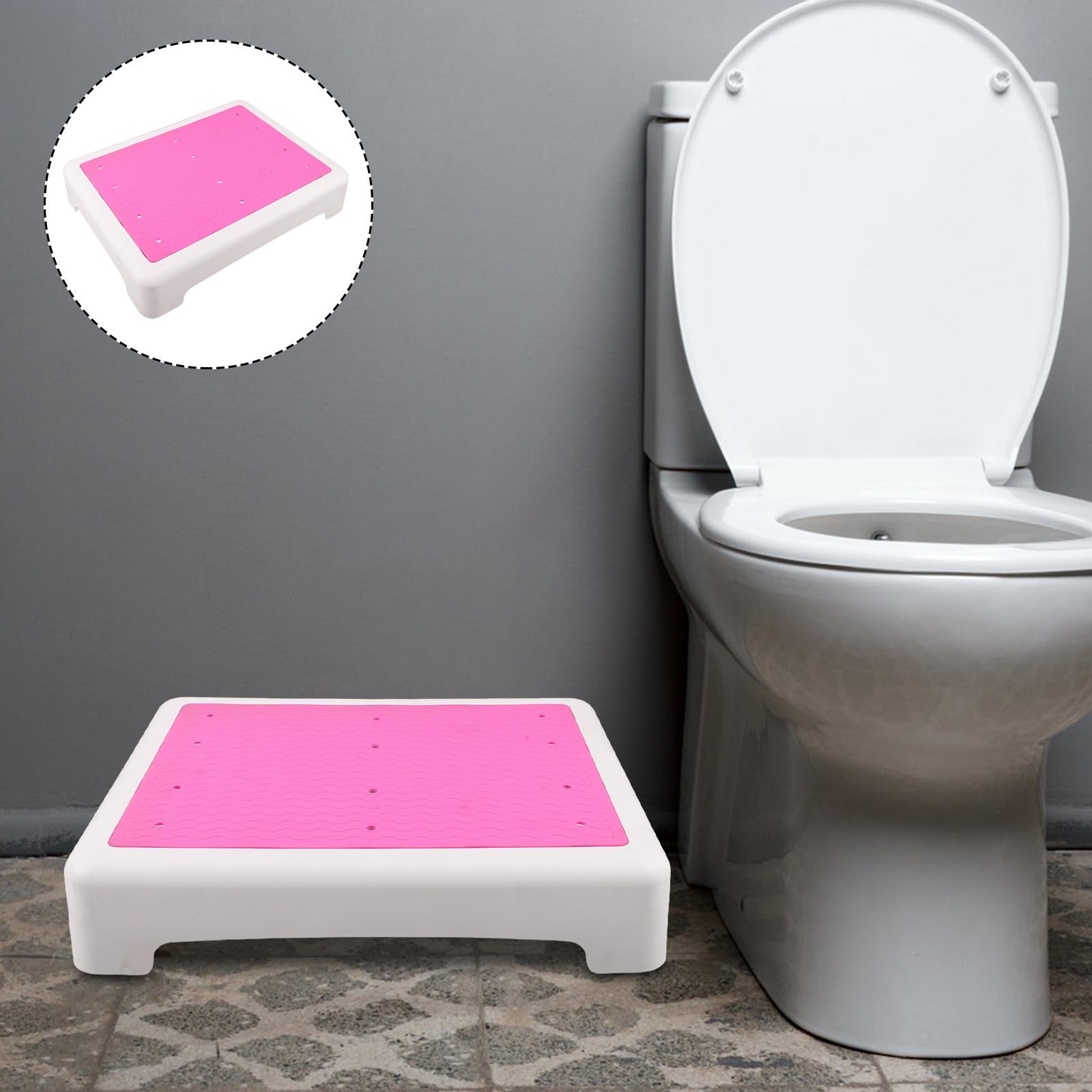 Sgabello Bagno Antiscivolo Rosa in Plastica per Anziani, Facile da Pulire Alta Capacità di Carico, per Toilette e Bagno