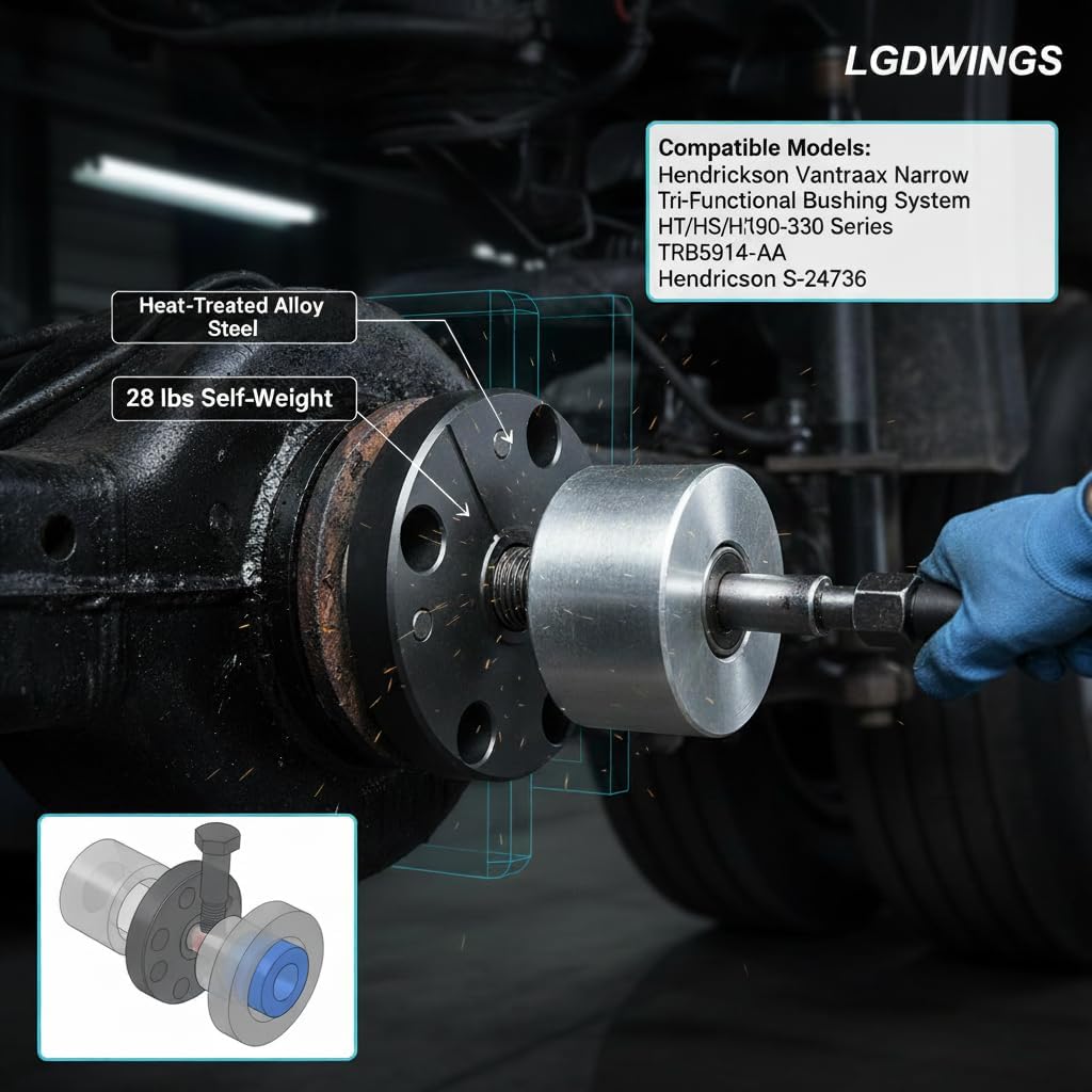LGDWING Bushing Installation Tool Replacement for Hendrickson S-24736 TRB5914-T Vantraax Narrow Bushing Press Kit – Heavy Duty Control Arm Suspension Bushing Removal Tool, Fits HE9BL-T E-14634 22-924