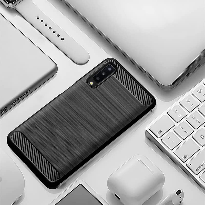 Image of NPRC Hybrid Ultra Slim Protective Case TPU Non-Slip Carbon Fiber Texture Shockproof Case Cover for Samsung Galaxy A7 2018 - Blue