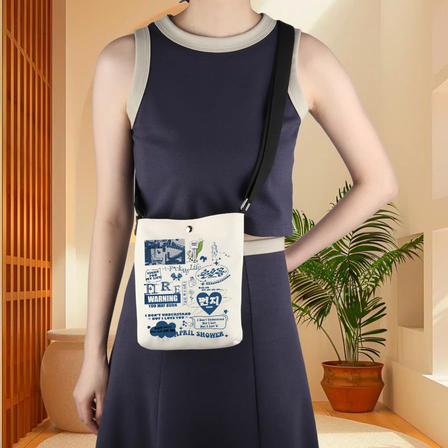 UJIMS Korea-Pop 17 Canvas Crossbody Bag Korea-Pop Lover Merchandise Music Album Inspired Gift Singer Fans Gift4