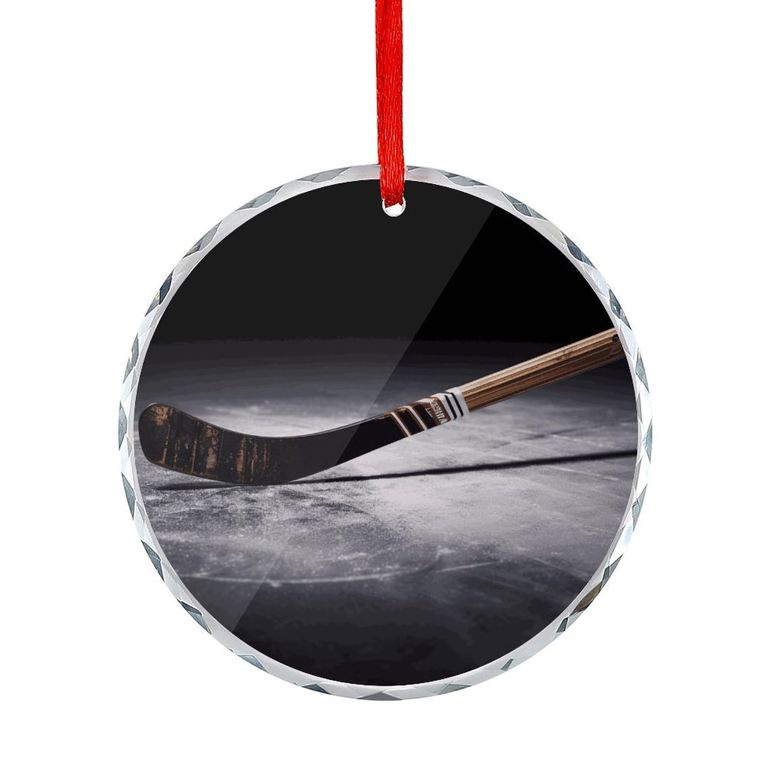Btcowzrv Style Hockey Stick Round Ornament Hanging Pendant Decor