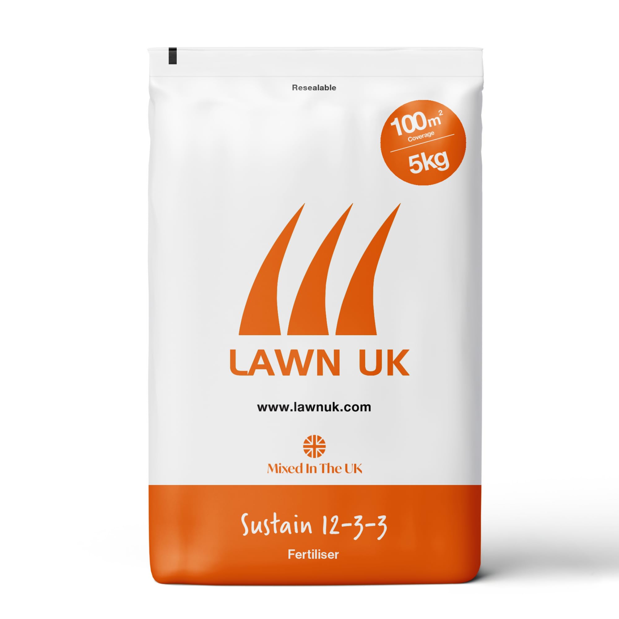 Sustain Lawn Fertiliser Lawn UK - 5KG - Natural Based Fertiliser - For New & Existing Lawns - 100sqm Coverage - Use Throughout The Year