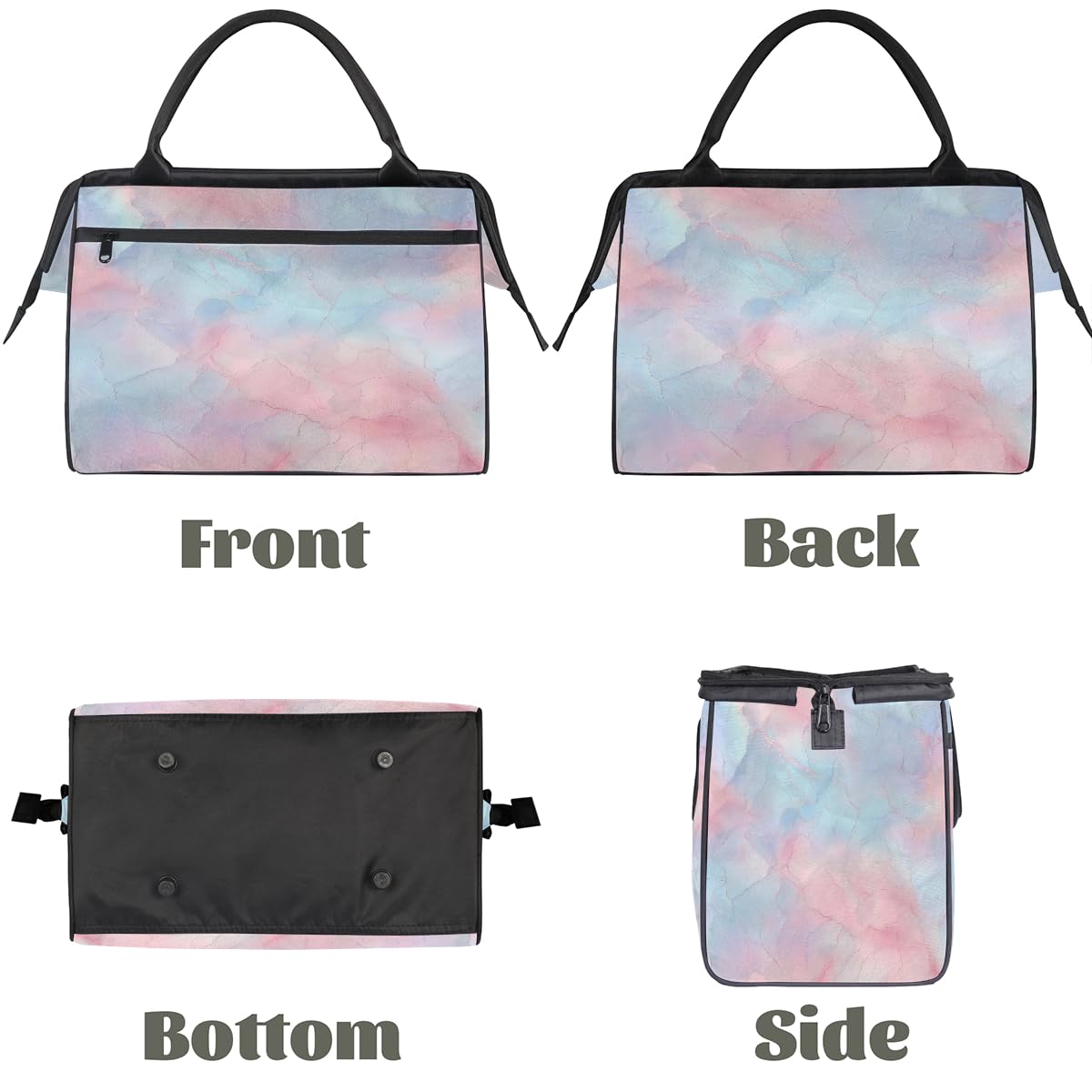 Borsa da palestra con texture marmorizzata blu e rosa per uomini e donne, borsone da viaggio sportivo borsone impermeabile per il fine settimana borsa da notte leggera da portare a mano tote