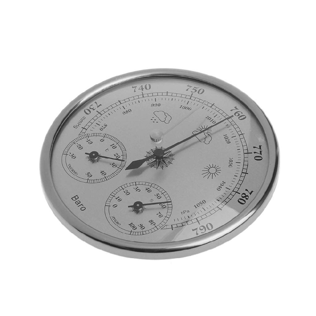 Presión atmosférica Temperatura de 160 mm Higrómetro Estación meteorológica Barómetro Tres en Barómetro de Metal Caja de Metal