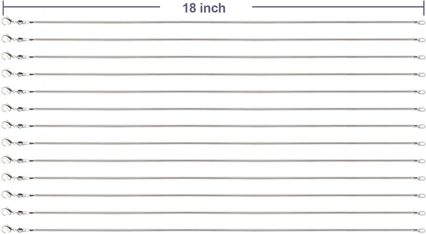 Outus 24 Pack Silver Plated Snake Chain Necklace with Clasp for Jewelry Making, 1.2 mm (18 Inches)