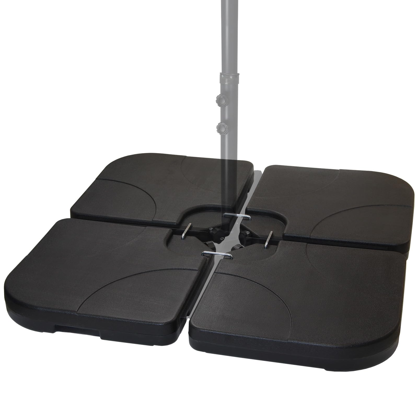 Montafox Peso de la sombrilla Base para sombrilla 4 Partes por Parasol Base Cruzada Negro 60 litro / 100 kg - para llenar de Agua o Arena