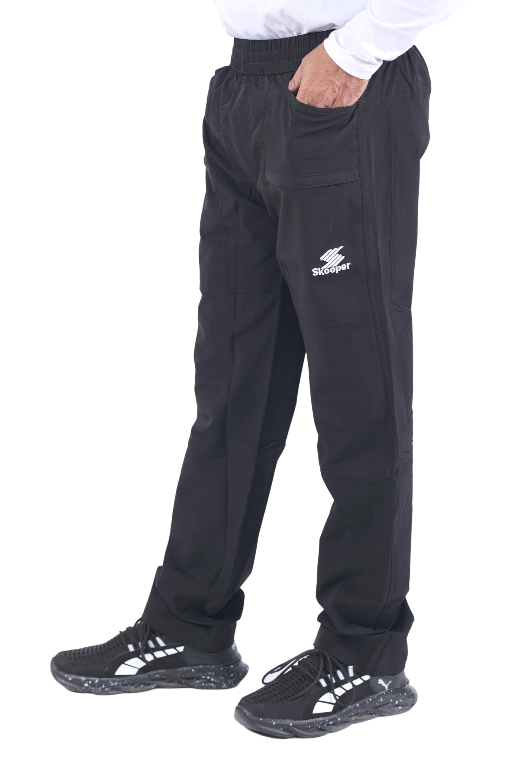 Skooper Nylon Lycra Stretchable Regular fit 5 Pocket Cargo Track Pant for Men