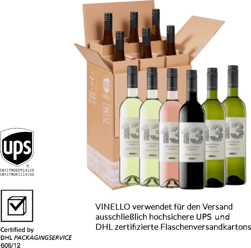 VINELLO 6er Kennenlernpaket - Sandgrube 13 Weine vom Winzer Krems mit einem VINELLO.weinausgießer | 6 x 0,75 Liter