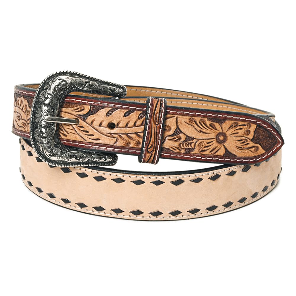 American Darling Beautifully Hand Tooled Tan Genuine American Leather Belt Men and Women Western Belt with Removable Buckle