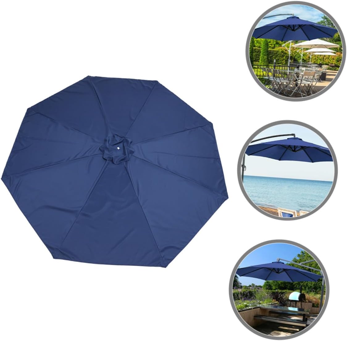 Patio Umbrella Replacement Canopy 2.7m 8-rib Polyester Fabric Outdoor Sunshade Canopy Waterproof for Garden and Beach Umbrella Accessory