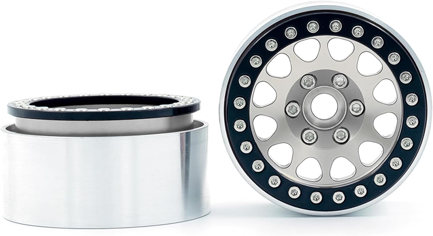 Lifehead 2.2 Inch Beadlock Wheels Rim Hub Aluminum Alloy RC Rim CNC Process Fit for 1/10 1/8 RC Crawler Car D90 KM5 YK4082 Axial SCX10 90046 RR10 Traxxas TRX4 ，12mm Hex Hub