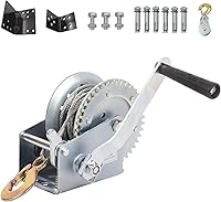 Vista 12 de Cabrestante de mano para remolque, cabrestante de 3500 libras, gancho resistente con cable de acero de 33 pies, cabrestante de trinquete operado