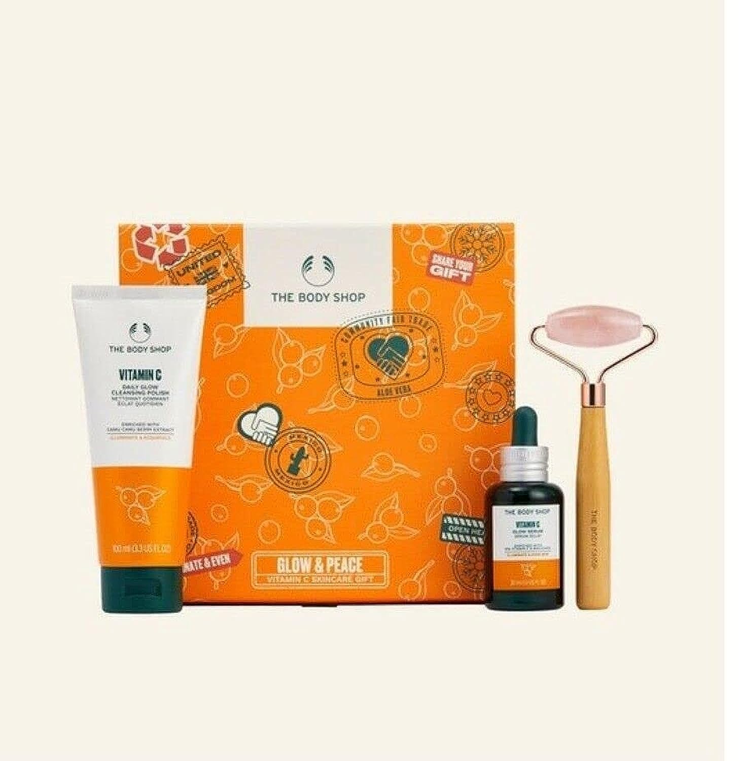 The Body ShopGlow & Peace Vitamin C Skincare Gift, Face Polish, Skin Glow Serum