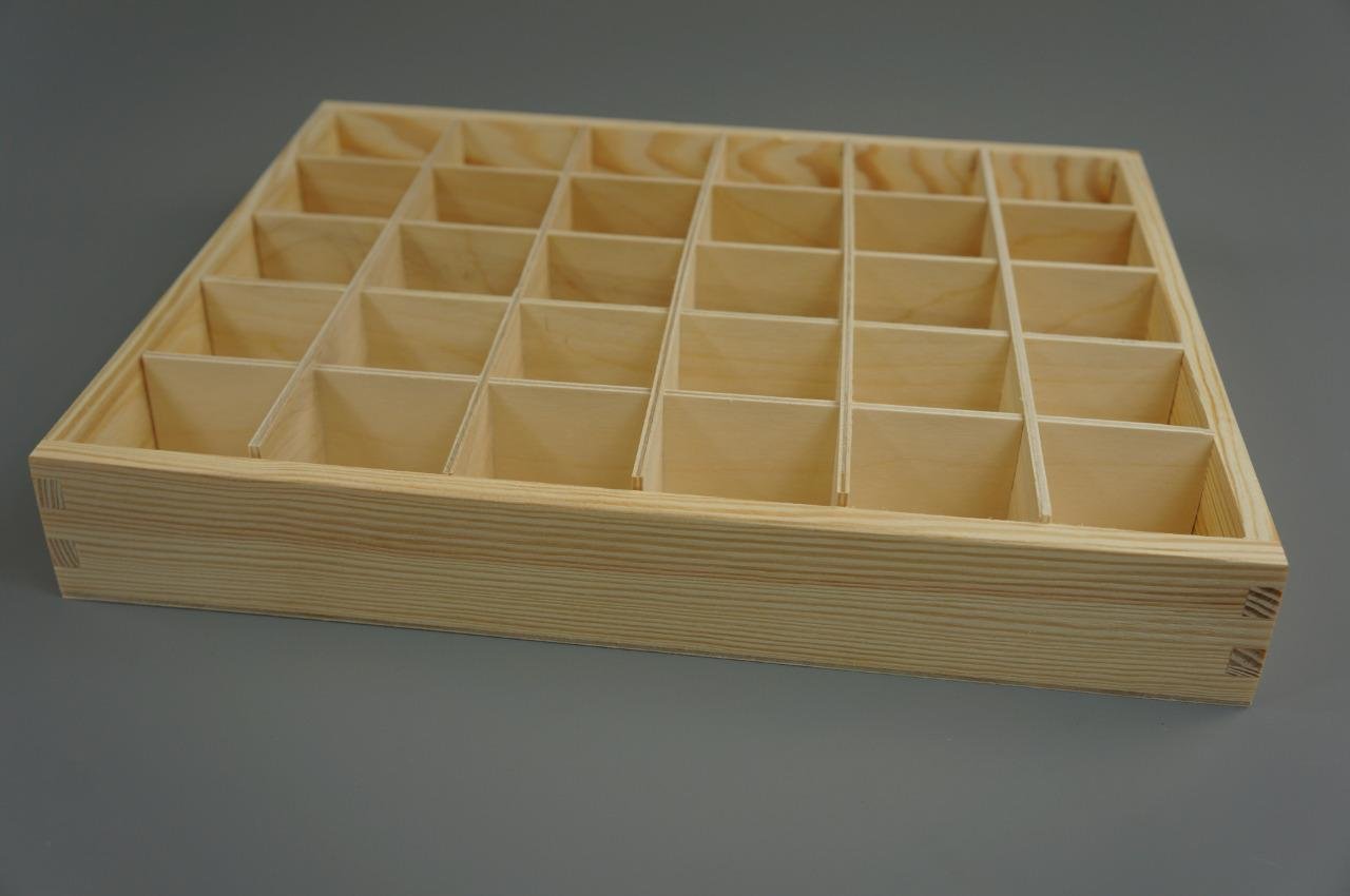 Decocraft Plain Wooden Boxes 30 Comparments Chest Wooden Storage Jewellery Keepsake 30-Bw