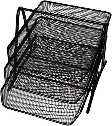 Sparco 90206 3-Tier Steel Mesh Desk Tray, Black (11 5/8